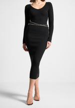 ribbed-knit-midaxi-dress-with-chain-belt-black