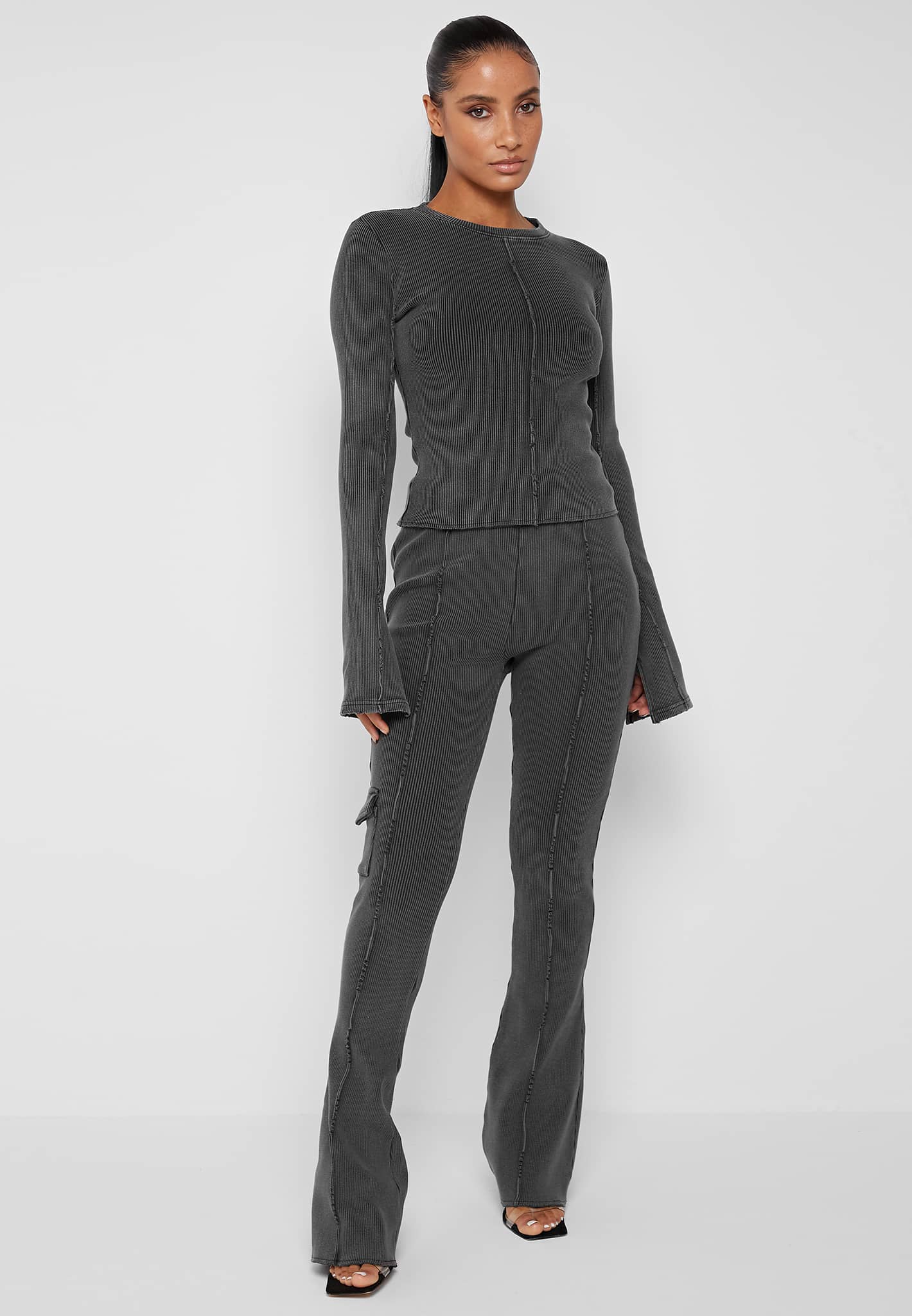 Twin Strap Ribbed Bodysuit - Black
