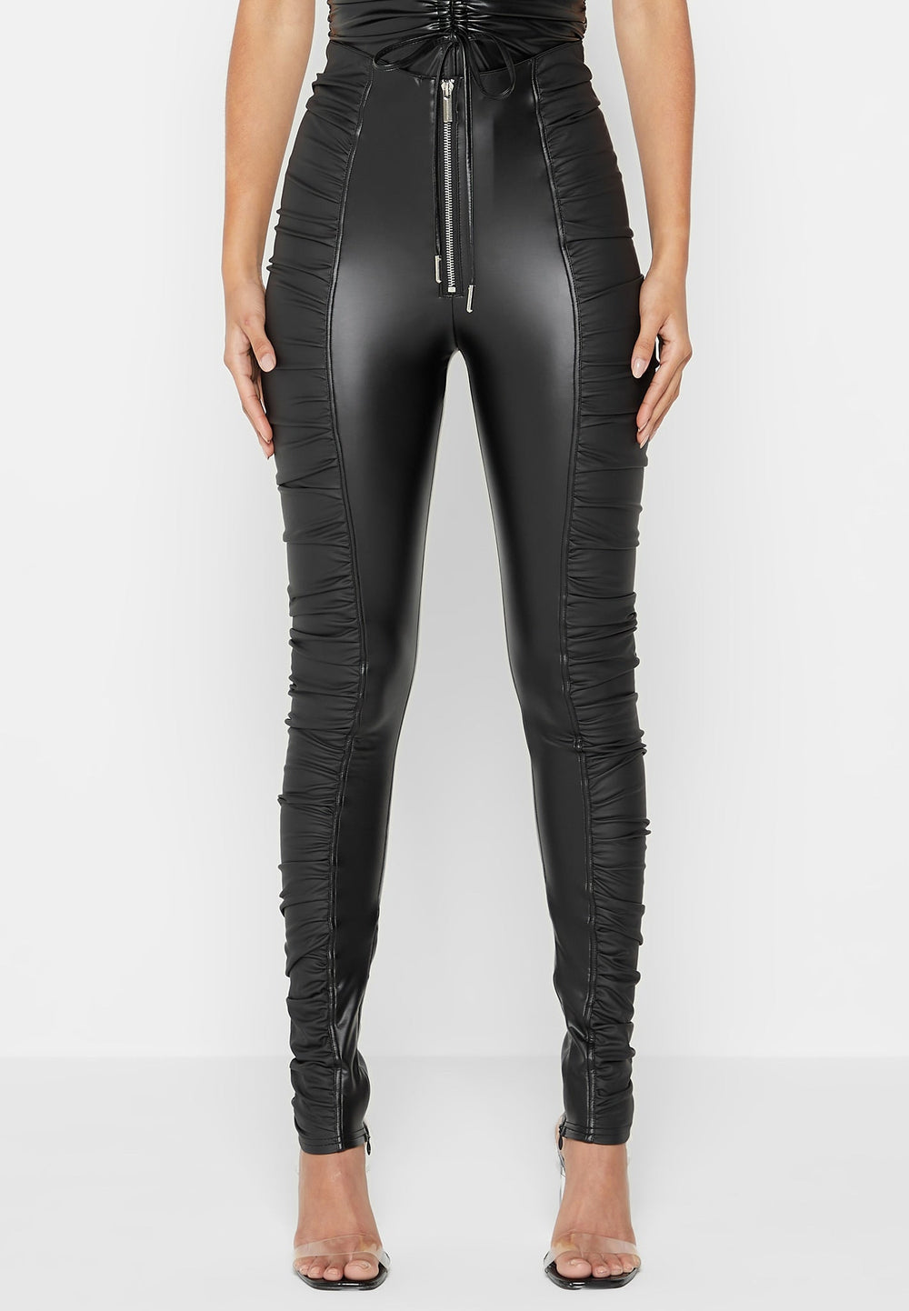 Ruched leather outlet leggings