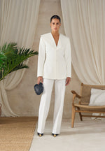 Emy - Shawl Hourglass Blazer - White