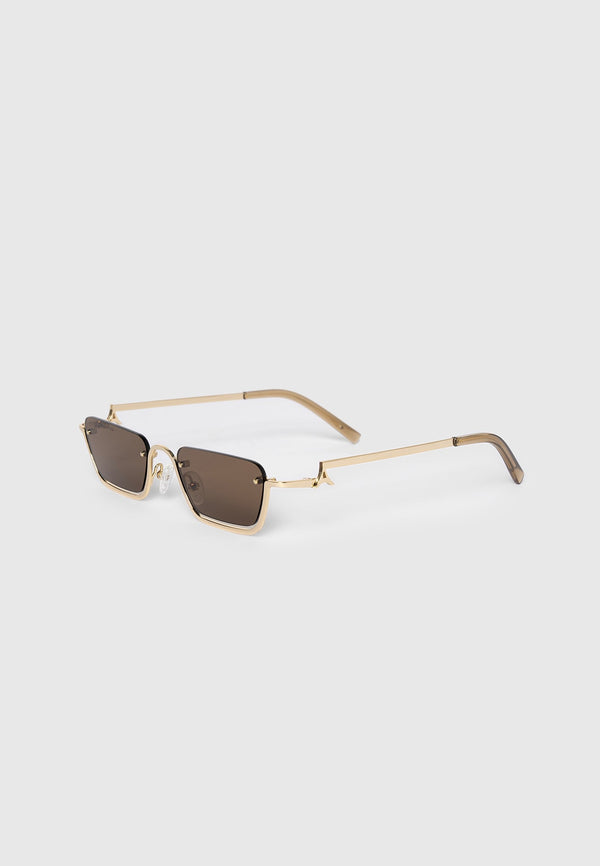Kai - Rectangular Frameless Sunglasses - Gold