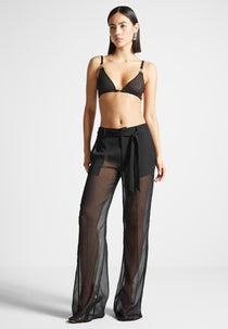Sheer Trousers with Belt - Black