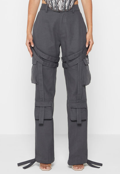 Stylish Cargo Pants with Unique Straps