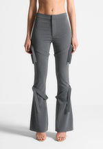 strap-detail-pinstripe-fit-and-flare-leggings-grey