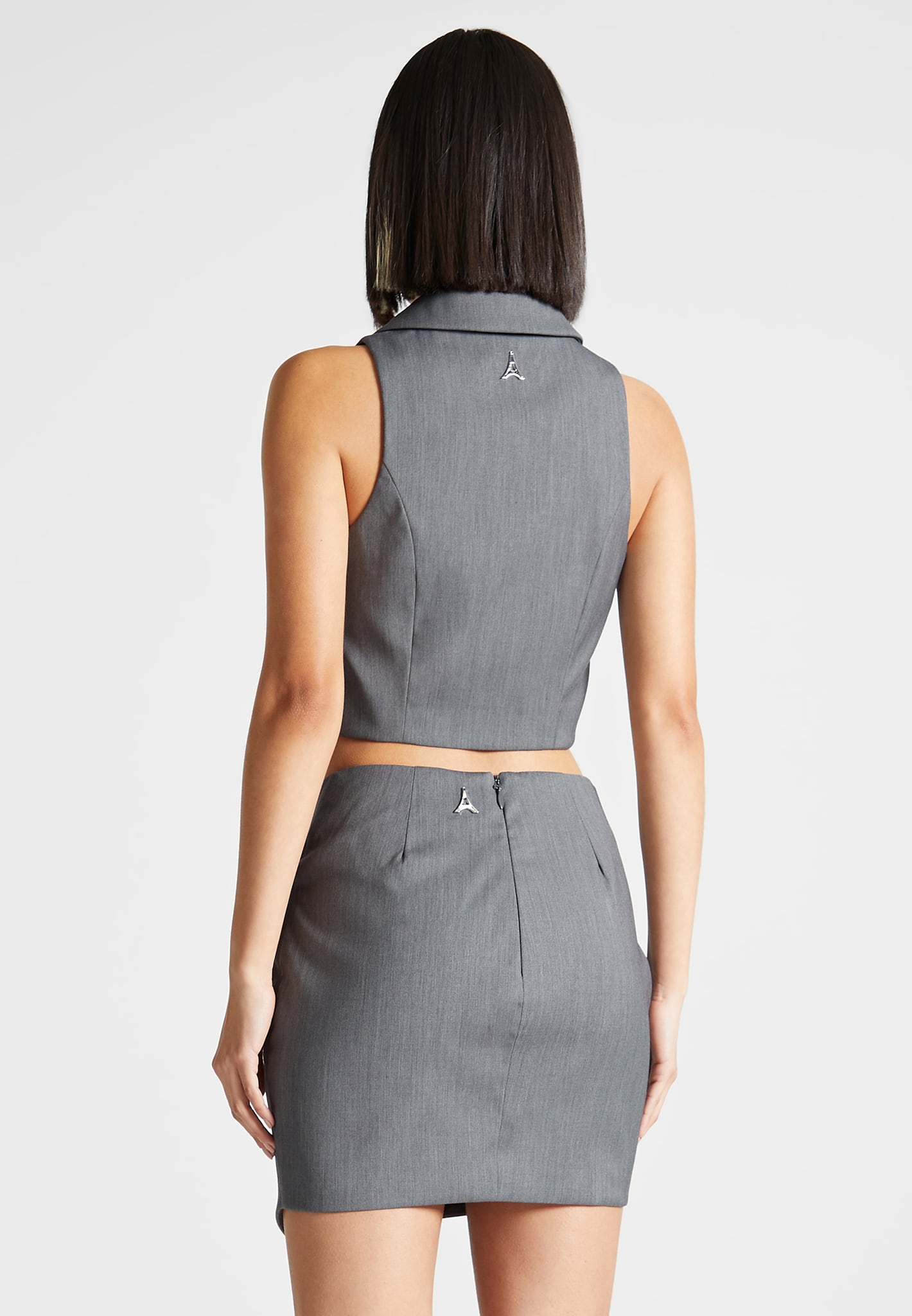 Pinstripe Bandeau Corset Top - Grey