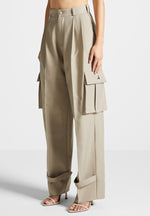 danielle-tailored-pleated-cargo-trousers-beige