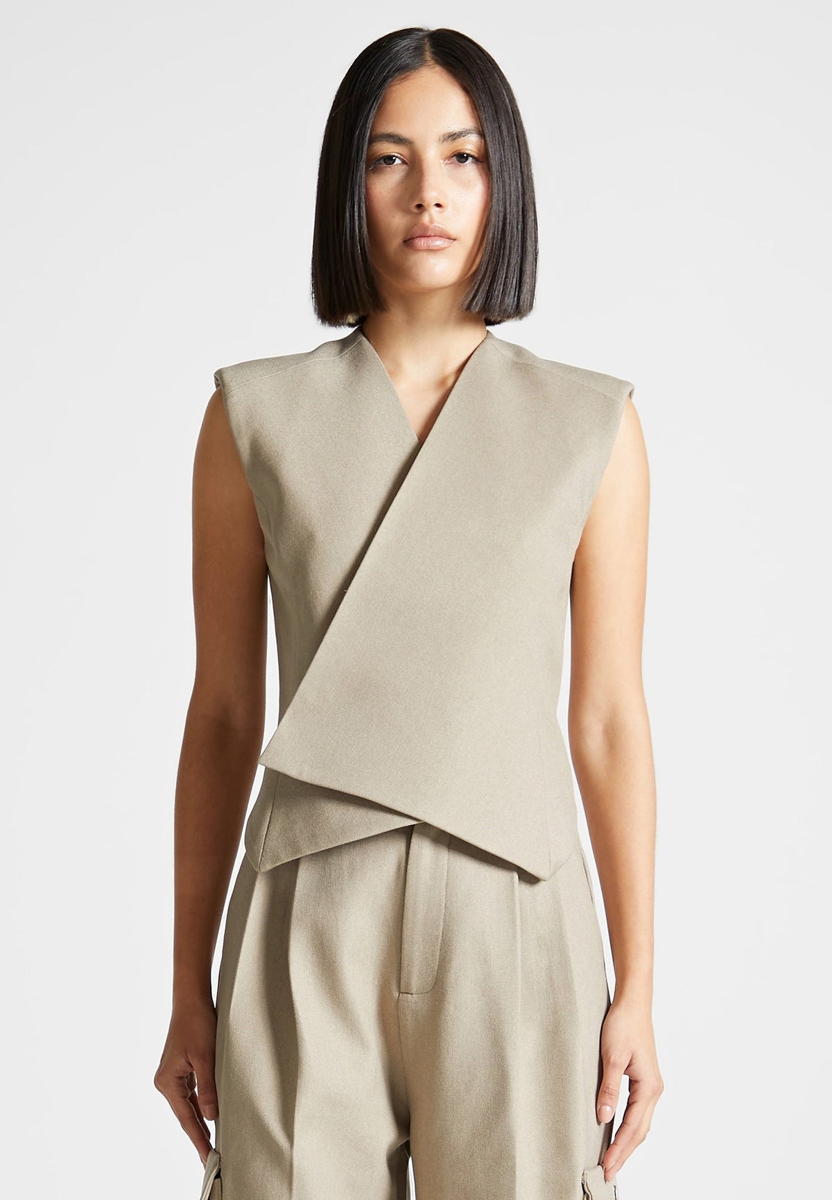 L⁠aurence - Tailored Wrap Waistcoat - Beige