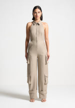 tailored-halterneck-cargo-jumpsuit-beige