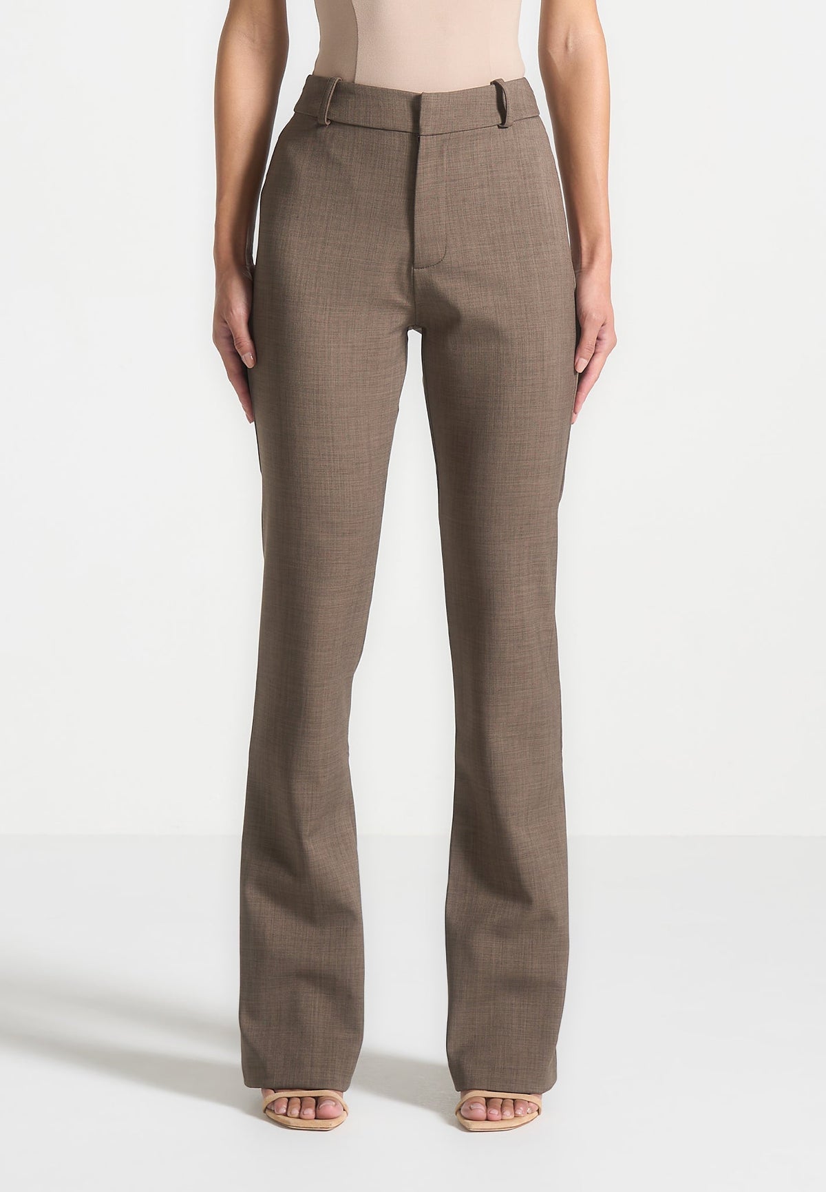 Tailored Mid Rise Pants - Dark Taupe