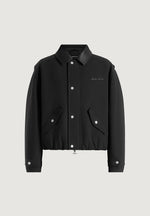 Cameron - Unisex Oversized Tailored Wool-Blend Bomber Jacket - Black