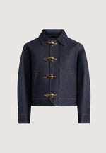 Nino - Unisex Clasp Detail Contrast Stitch Denim Jacket - Indigo