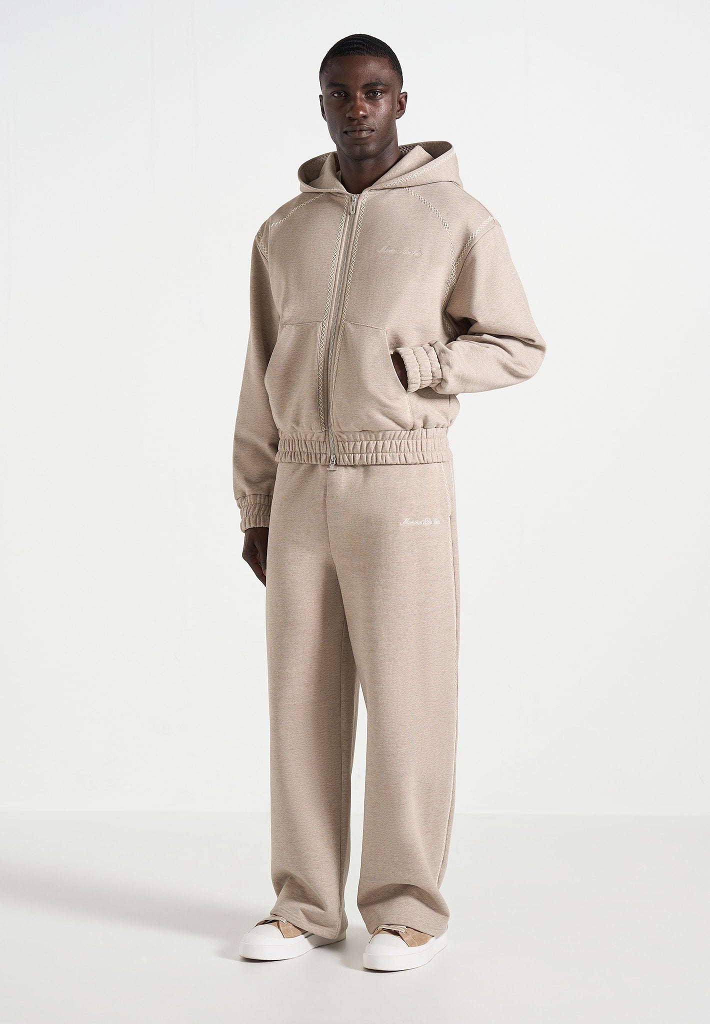 Morgan - Unisex Whipstitch Wide Leg Jogger - Taupe 