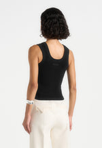 VS001 - Scoop Neck Ribbed Cotton Vest - Black