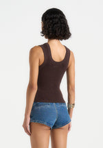 VS001 - Scoop Neck Ribbed Cotton Vest - Brown