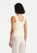 VS001 - Scoop Neck Ribbed Cotton Vest - Cream