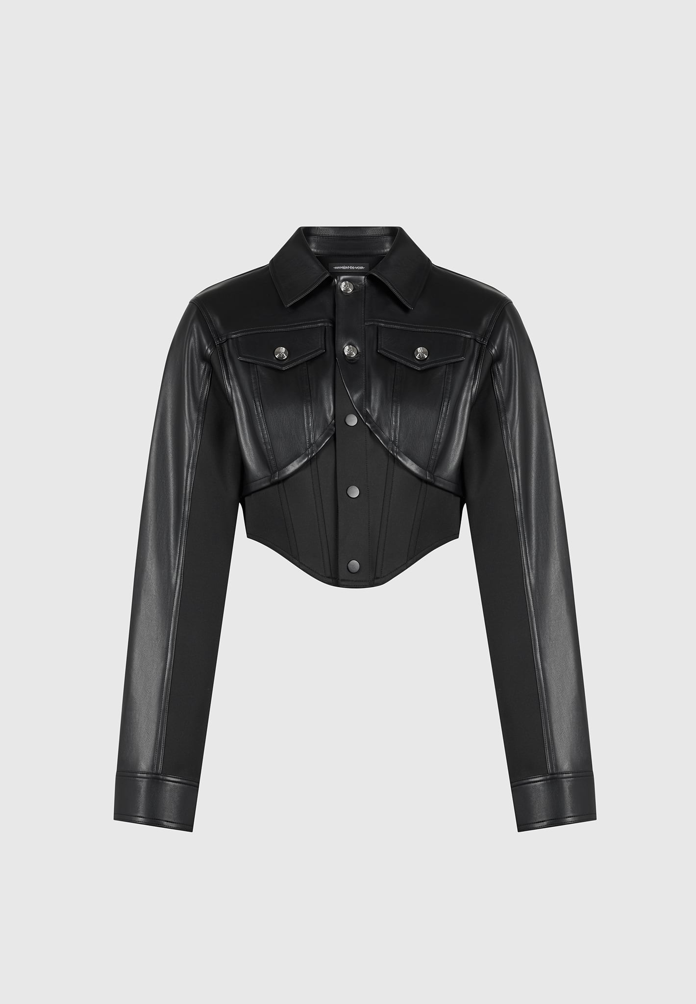 Vegan Leather Contour Jacket - Black