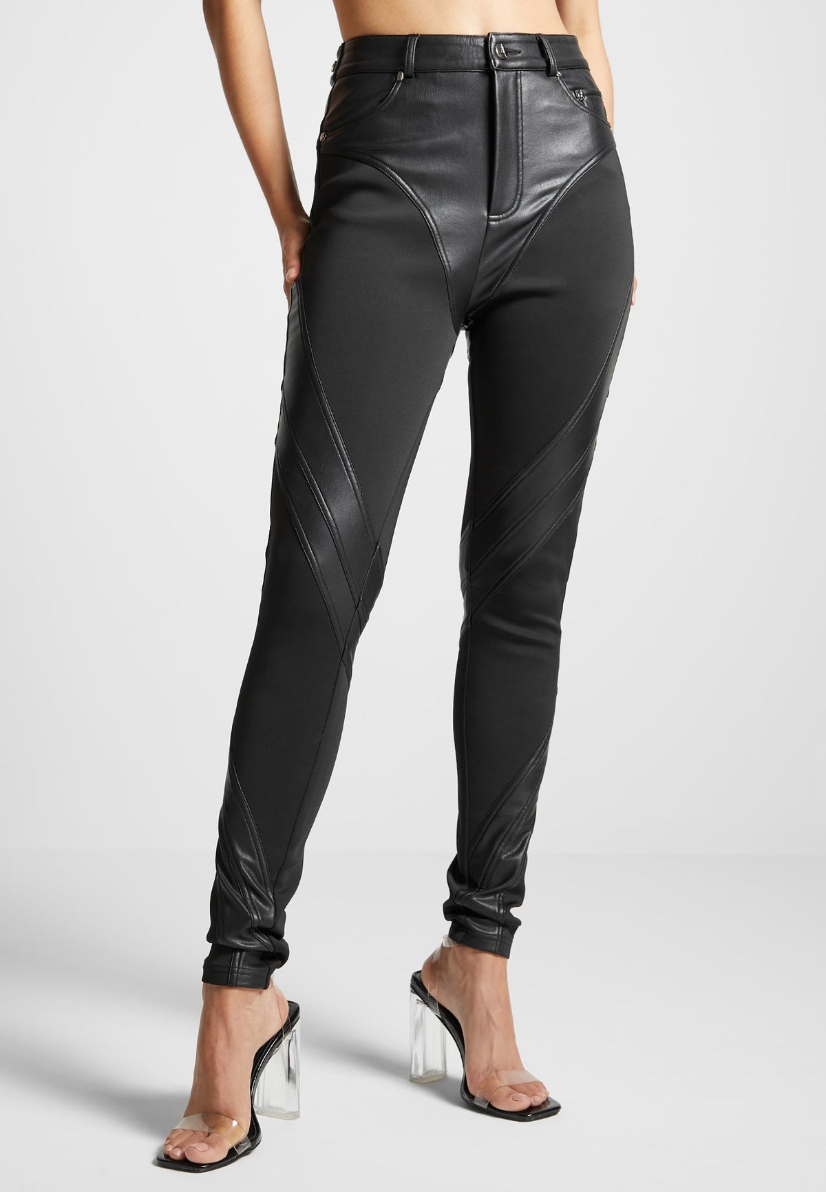Leather Contour Leggings - Black