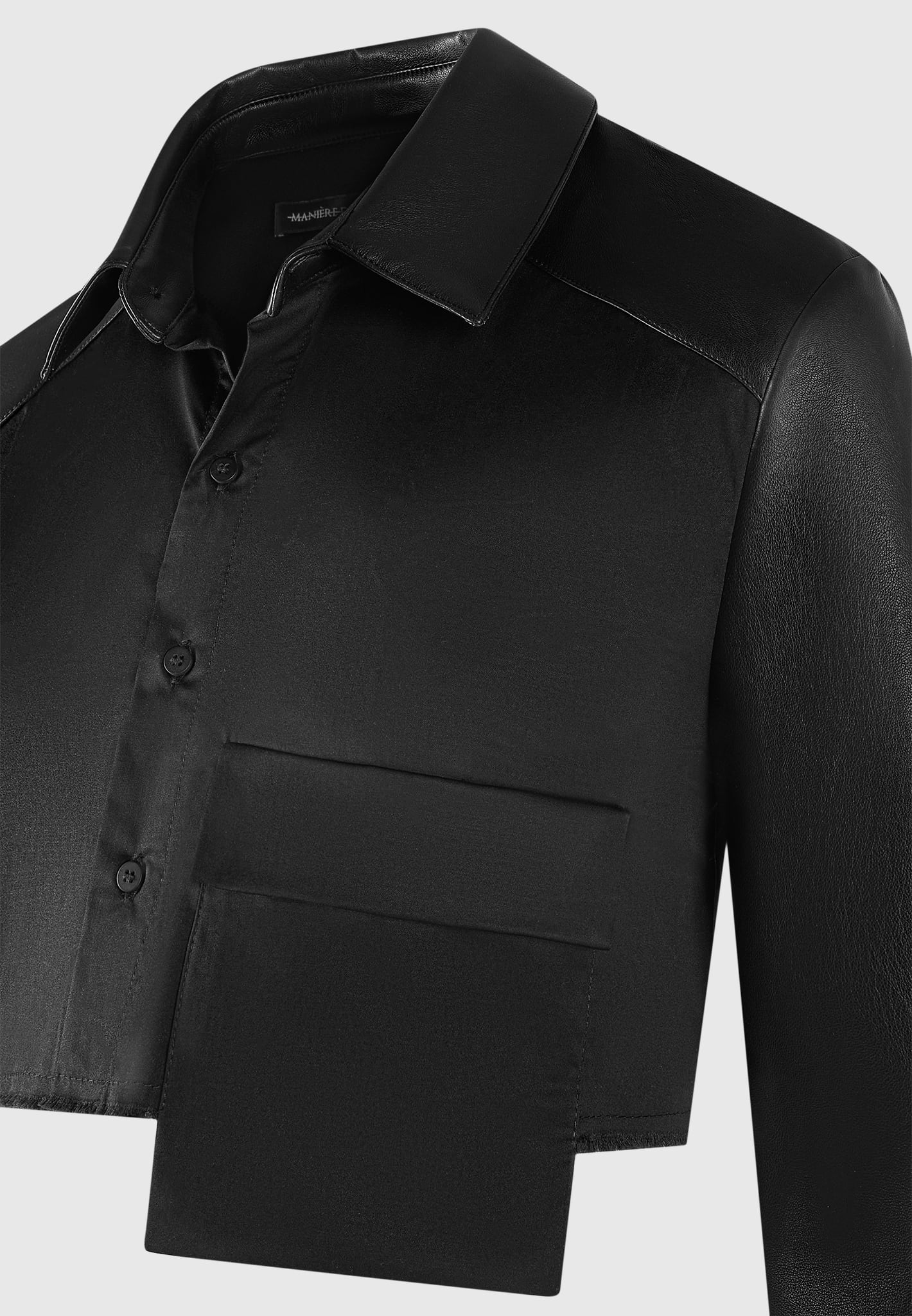 bernadette-leather-contrast-cropped-shirt-black