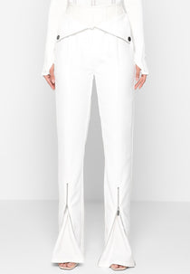 Leather Corset Zip Trousers - White
