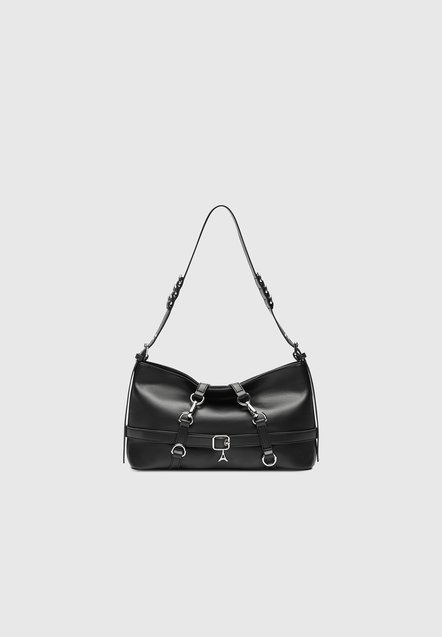 Vegan Leather Multi Strap Shoulder Bag - Black