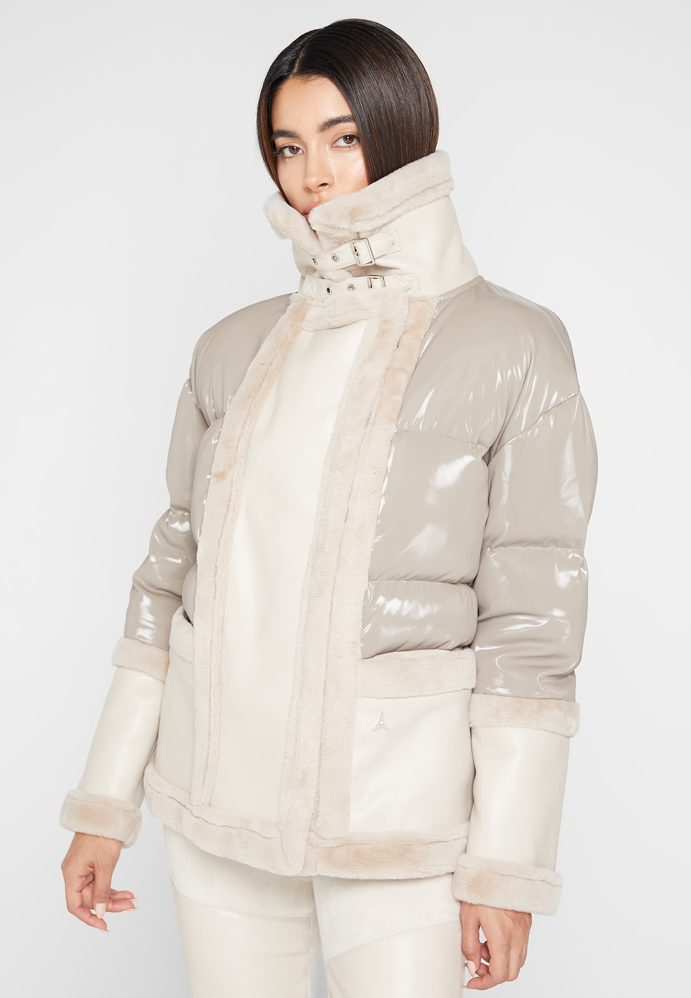 vegan-leather-and-plush-puffer-jacket-with-belt-beige
