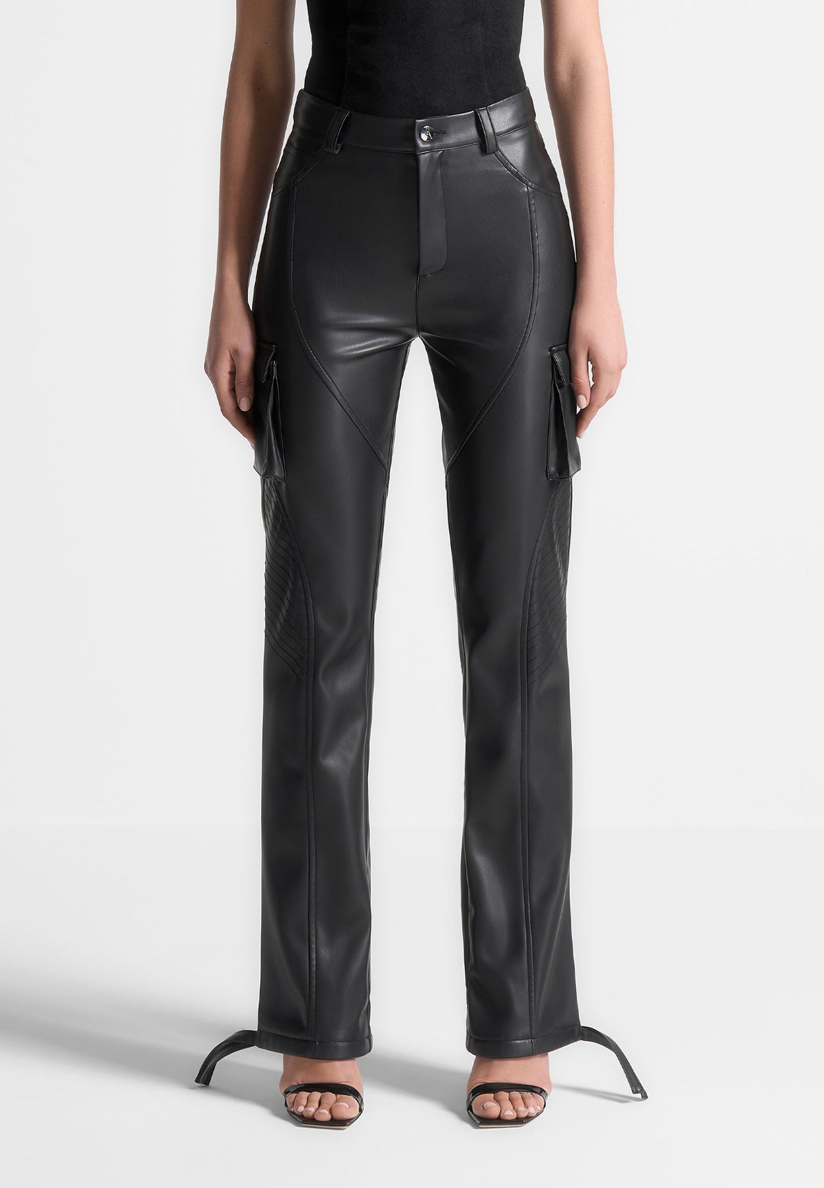 Leather Biker Pants - Black