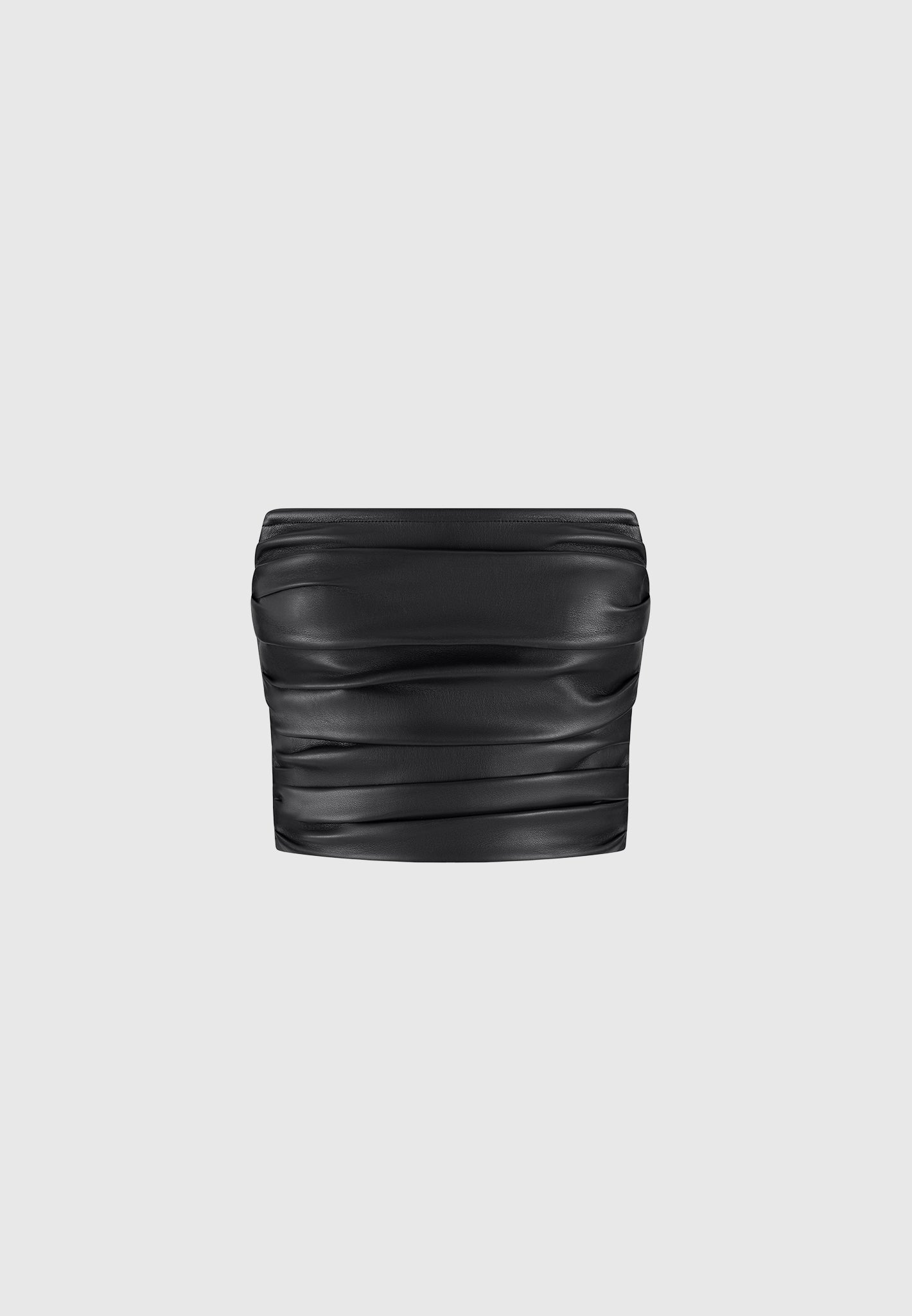 pleated-bandeau-leather-corset-top-black