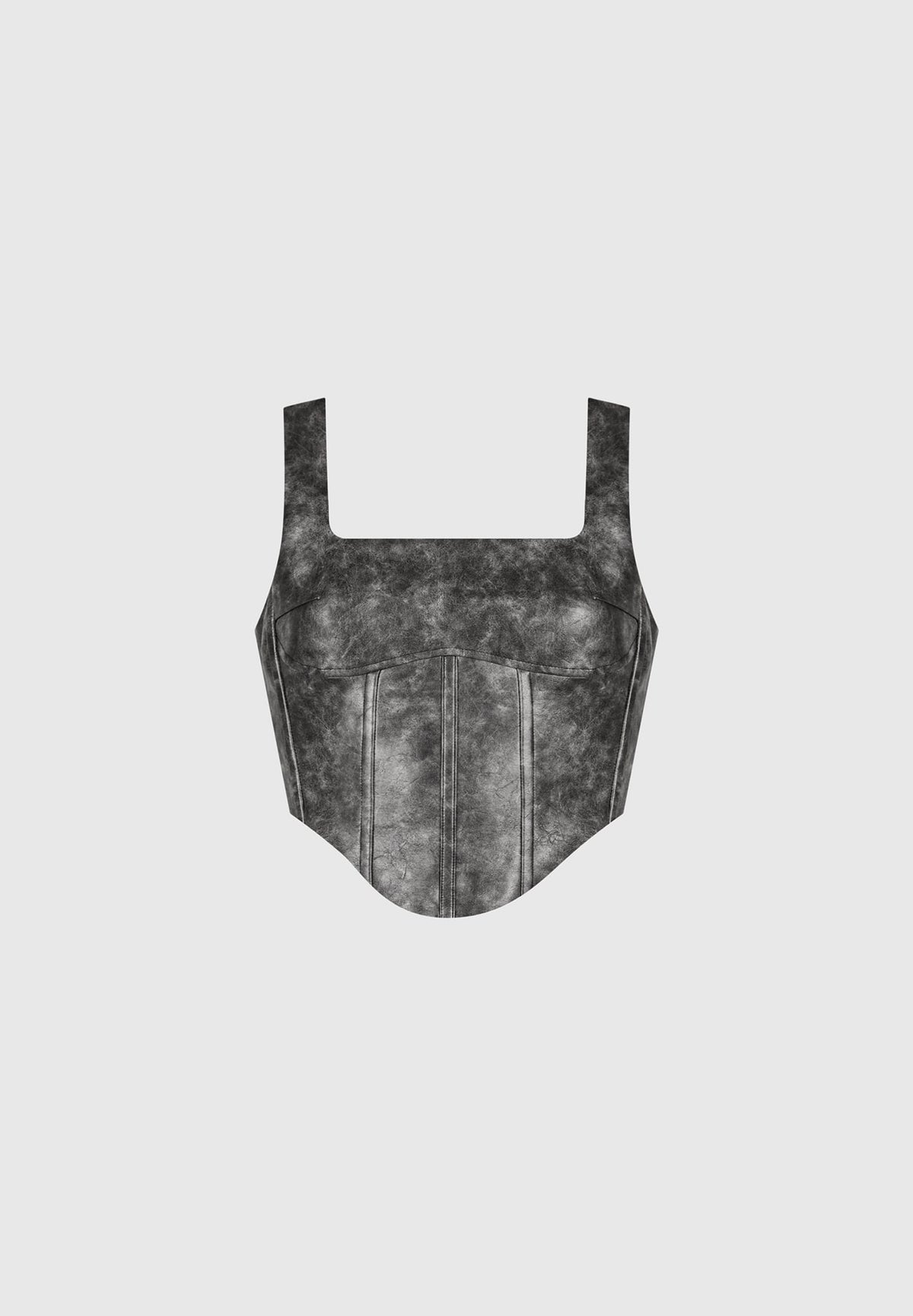 Vintage Leather Corset Top - Grey
