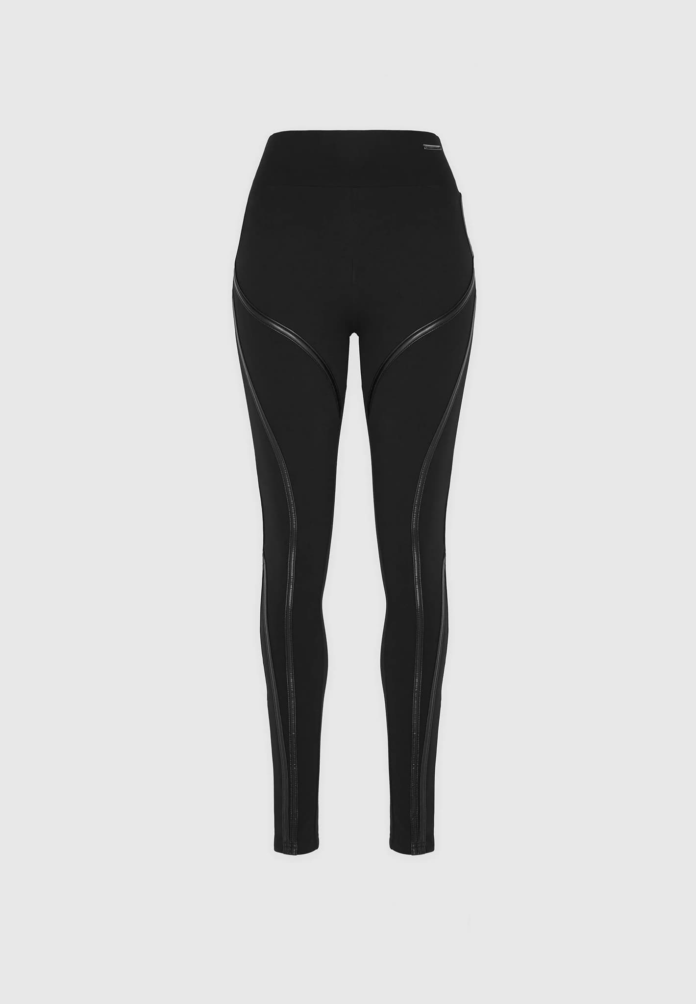 Knitted Lace Up Leggings with Stirrups - Black
