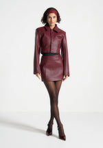 pebbled-leather-mini-skirt-wine-red