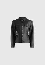 Karla - Wax Effect Cinch Waist Jacket - Black