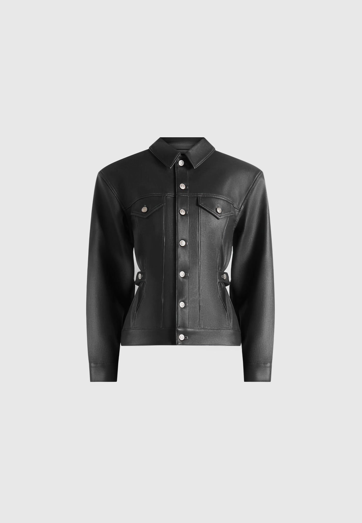 Karla - Wax Effect Cinch Waist Jacket - Black