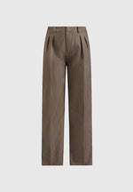 Julie - Houndstooth Twin Pleat Pants - Brown