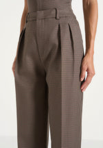 Julie - Houndstooth Twin Pleat Trousers - Brown