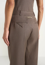 Julie - Houndstooth Twin Pleat Trousers - Brown