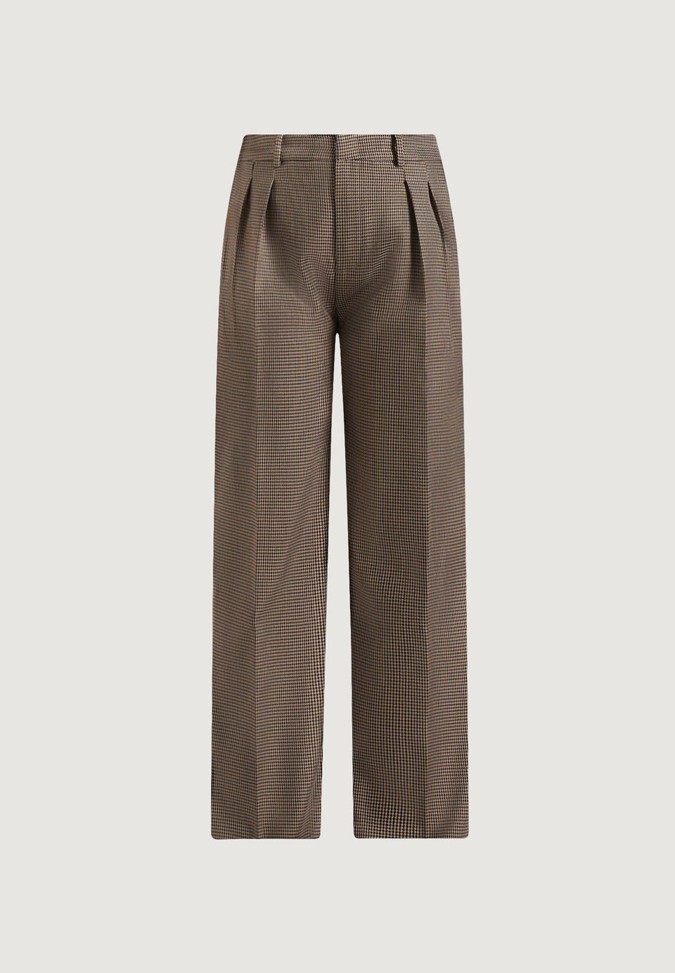 Julie - Houndstooth Twin Pleat Trousers - Brown