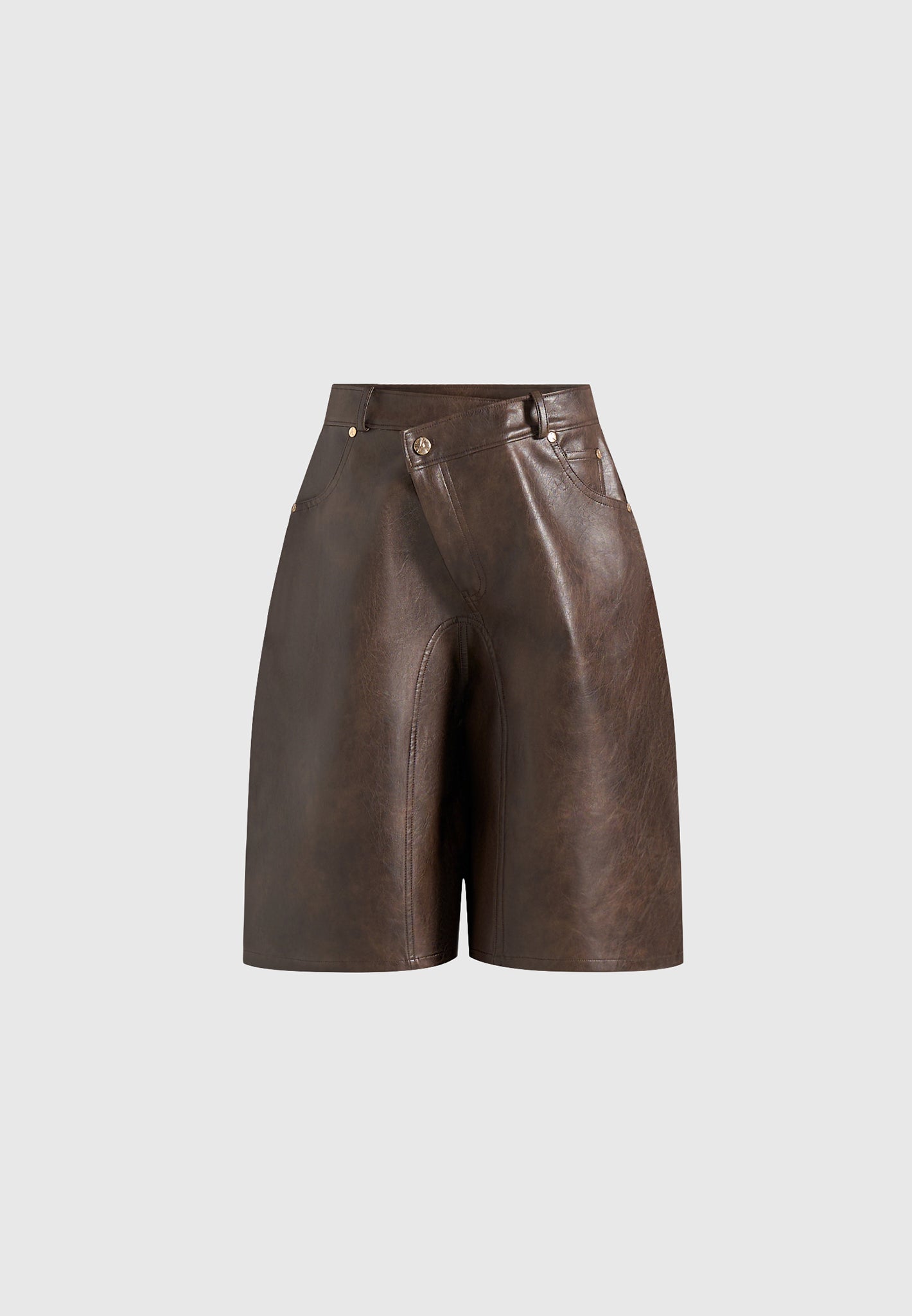 hazel-vintage-leather-wrapover-bermuda-shorts-brown
