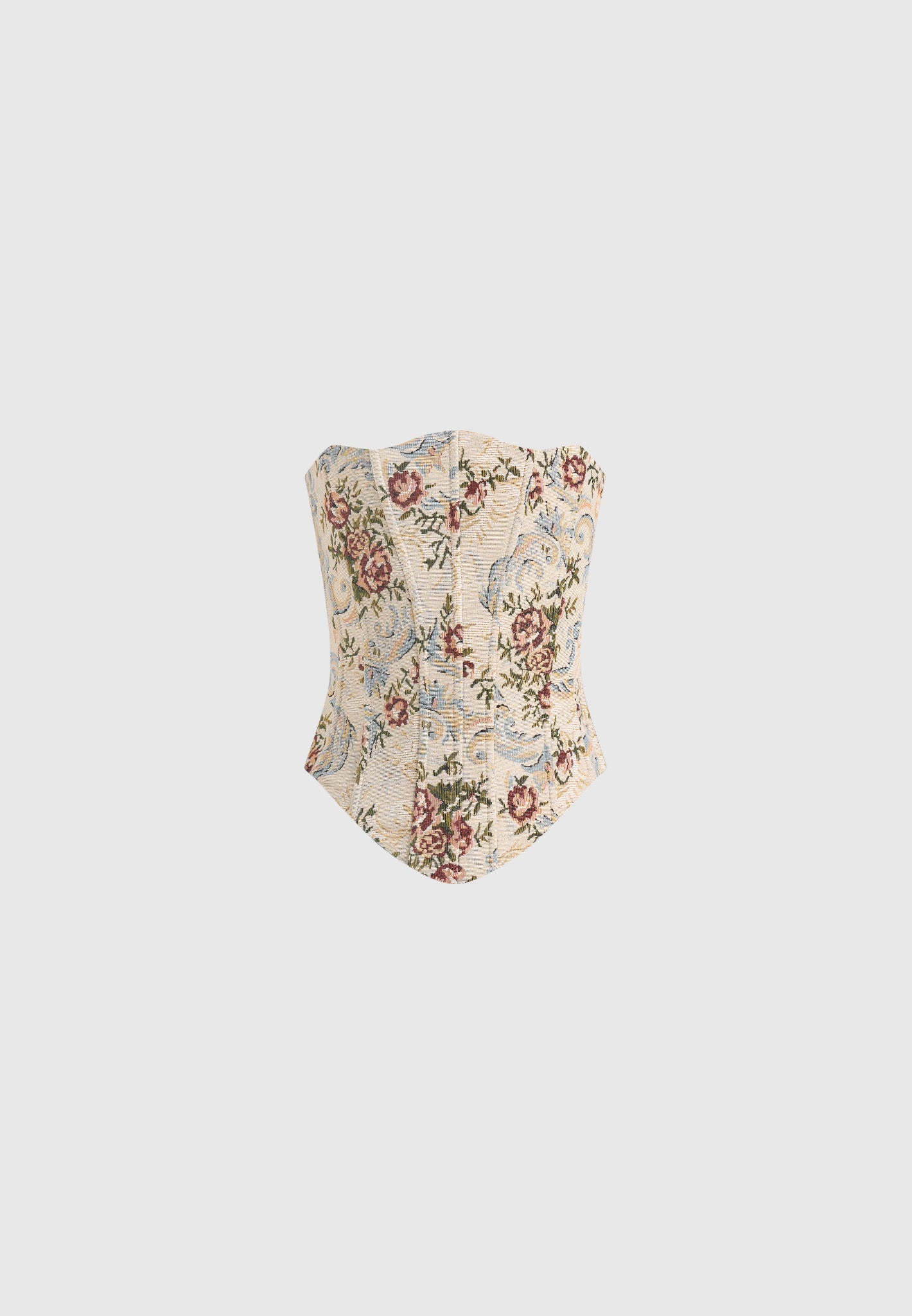 Scarlett - Tapestry Lace Up Corset  - Beige