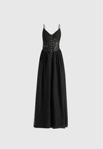 Rosie - Lace Corset Maxi Dress - Black
