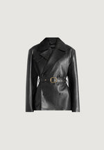 Whitney - Oversized Blazer Jacket With/ Belt - Black