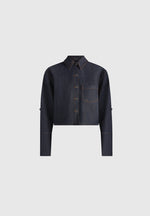 Maura - Boxy Cropped Roll-Sleeve Denim Shirt - Indigo