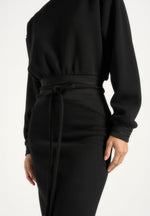 Esme - Belted Knit Maxi Jumper Dress - Black