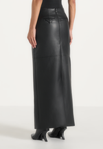 Stevie - Smooth Leather Maxi Skirt - Black
