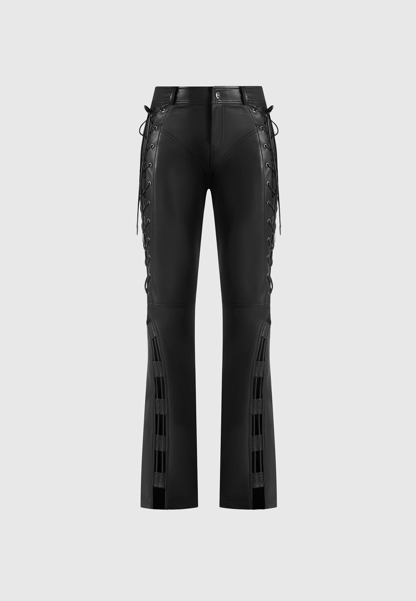 ambre-leather-lace-up-flared-trousers-black