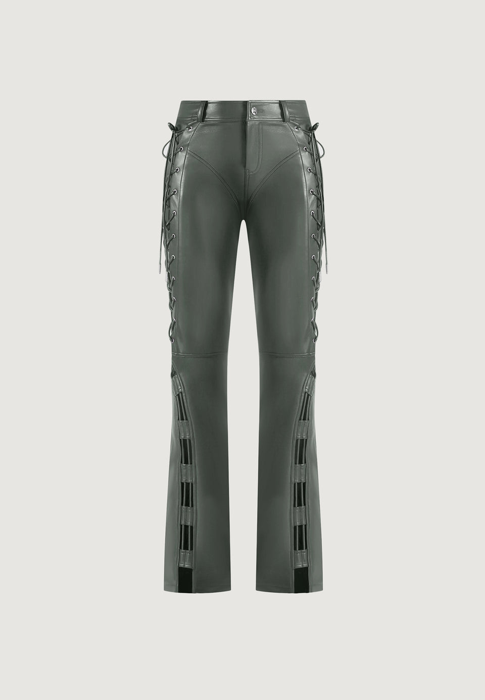 ambre-leather-lace-up-flared-trousers-olive