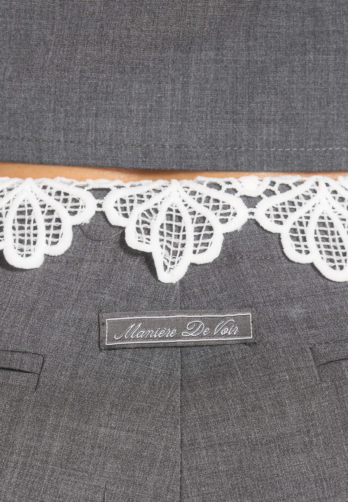 Jocelyn - Lace Waistband Tailored Wool-Blend Trousers - Grey