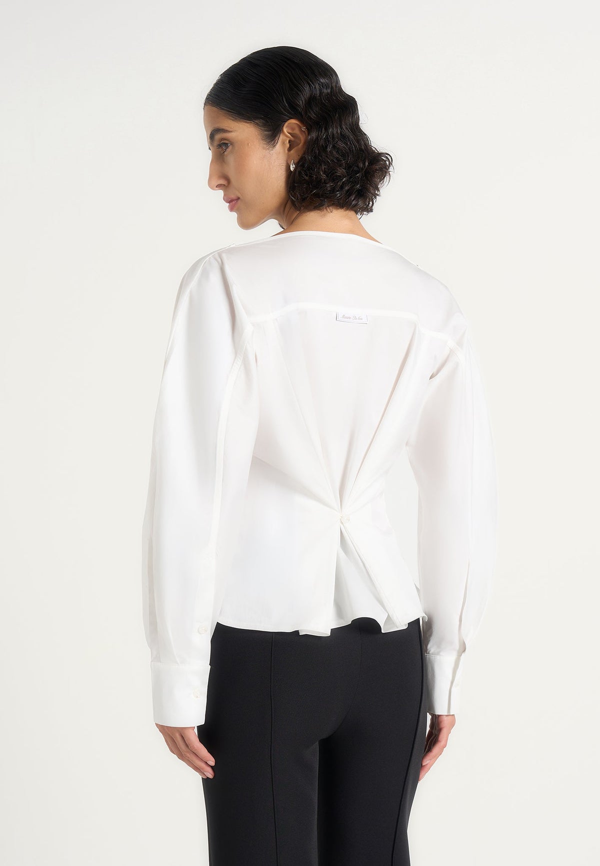 Chelsea - Cotton Cinch Waist Peplum Shirt - White