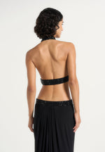 Paola - Embellished Mock Neck Cut-Out Gown - Black