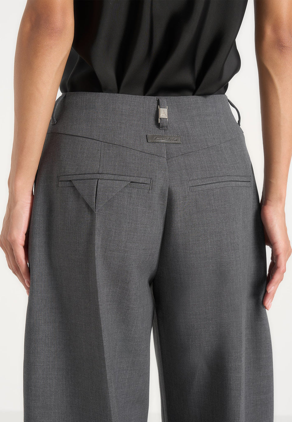 Kylie - Barrel Leg Press Crease Wool-Blend Trousers - Grey