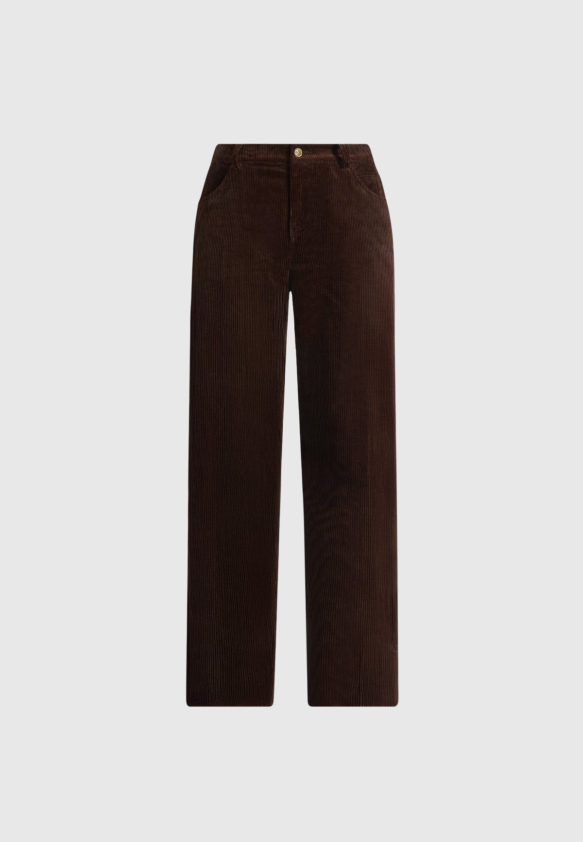 Clover - Mid-Rise  Corduroy Pants - Brown